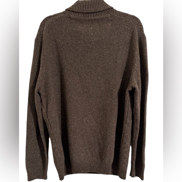 Tasso Elba Wool Blend Shawl Knit Texture Heritage Grandpa Sweater Brown Sz Large - Picture 2 of 4